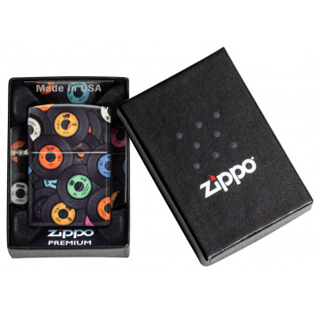 Зажигалка ZIPPO Records Design с покрытием 540 Matte, латунь/сталь, черная, 38x13x57 мм-5