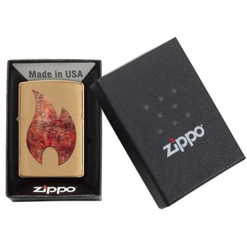 Зажигалка ZIPPO Rusty Flame с покрытием Brushed Brass, латунь/сталь, золотистая, 38x13x57 мм-5