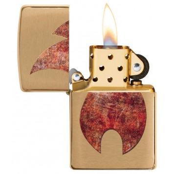 Зажигалка ZIPPO Rusty Flame с покрытием Brushed Brass, латунь/сталь, золотистая, 38x13x57 мм-1