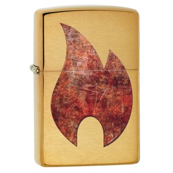 Зажигалка ZIPPO Rusty Flame с покрытием Brushed Brass, латунь/сталь, золотистая, 38x13x57 мм