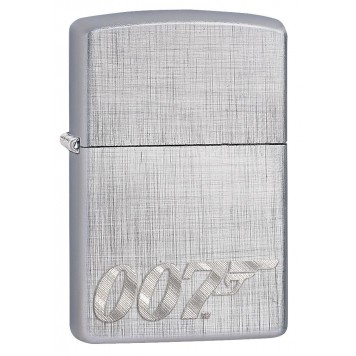 Зажигалка ZIPPO James Bond с покрытием Brushed Chrome, латунь/сталь, серебристая, 36x12x56 мм