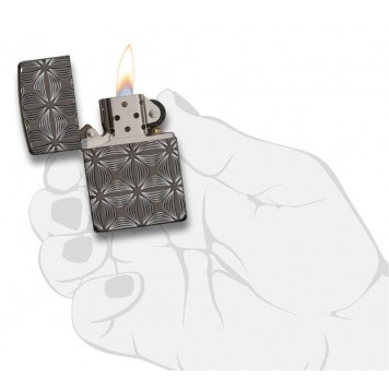 Зажигалка ZIPPO Armor® с покрытием Black Ice®, латунь/сталь, чёрная, глянцевая, 37х13x58 мм-4