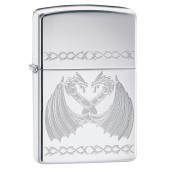 Зажигалка ZIPPO Dancing Dragons с покрытием High Polish Chrome, латунь/сталь, серебро, 38x13x57 мм