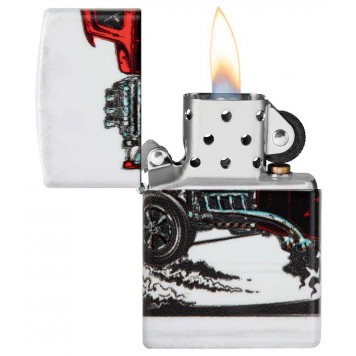 Зажигалка ZIPPO Hot Rod Design с покрытием 540 Matte, латунь/сталь, белая, матовая, 38x13x57 мм-2