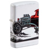 Зажигалка ZIPPO Hot Rod Design с покрытием 540 Matte, латунь/сталь, белая, матовая, 38x13x57 мм