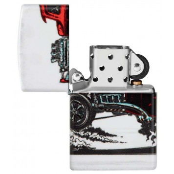 Зажигалка ZIPPO Hot Rod Design с покрытием 540 Matte, латунь/сталь, белая, матовая, 38x13x57 мм-3