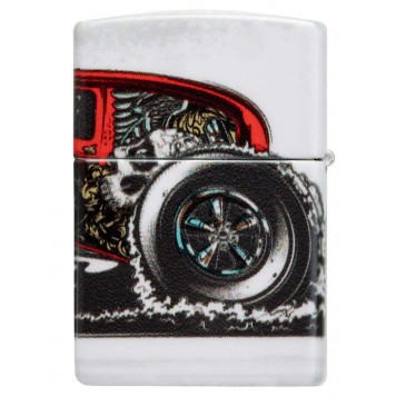 Зажигалка ZIPPO Hot Rod Design с покрытием 540 Matte, латунь/сталь, белая, матовая, 38x13x57 мм-9