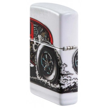 Зажигалка ZIPPO Hot Rod Design с покрытием 540 Matte, латунь/сталь, белая, матовая, 38x13x57 мм-8