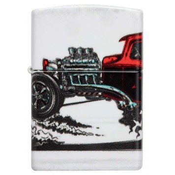 Зажигалка ZIPPO Hot Rod Design с покрытием 540 Matte, латунь/сталь, белая, матовая, 38x13x57 мм-1