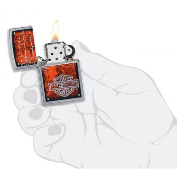 Зажигалка ZIPPO Harley-Davidson® с покрытием Street Chrome™, латунь/сталь, серебристая, 38x13x57 мм-4