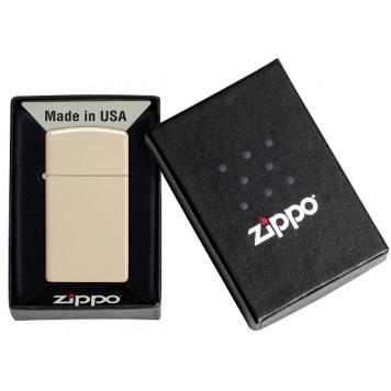 Зажигалка ZIPPO Slim® с покрытием Flat Sand, латунь/сталь, бежевая, матовая, 29x10x60 мм-4