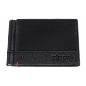 Зажим для денег ZIPPO с защитой от сканирования RFID, чёрный, натуральная кожа, 11x1x8,2 см