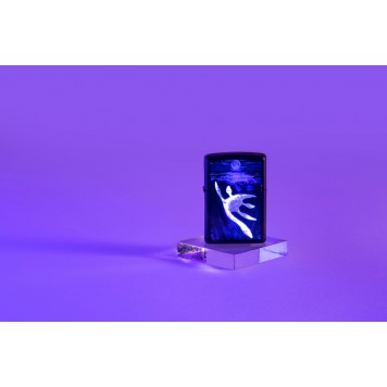 Зажигалка ZIPPO Lock Ness с покрытием Black Light, латунь/сталь, черная, матовая 38x13x57 мм-6