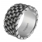 Кольцо ZIPPO, серебристое, с плетёным орнаментом, нержавеющая сталь, диаметр 22,3 мм