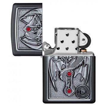 Зажигалка ZIPPO Winged Dragon Cross с покрытием Black Matte, латунь/сталь, чёрная, 38x13x57 мм-3