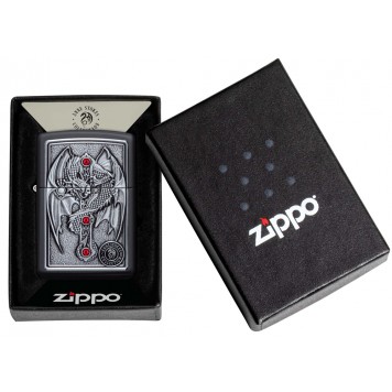 Зажигалка ZIPPO Winged Dragon Cross с покрытием Black Matte, латунь/сталь, чёрная, 38x13x57 мм-5