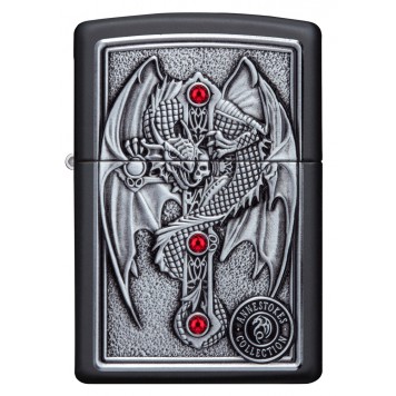 Зажигалка ZIPPO Winged Dragon Cross с покрытием Black Matte, латунь/сталь, чёрная, 38x13x57 мм-1