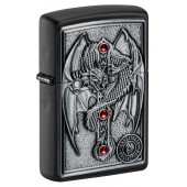 Зажигалка ZIPPO Winged Dragon Cross с покрытием Black Matte, латунь/сталь, чёрная, 38x13x57 мм