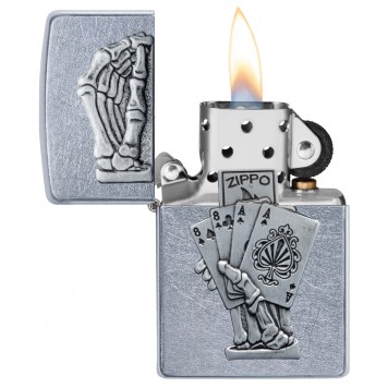 Зажигалка ZIPPO Dead Mans Hand с покрытием Street Chrome, латунь/сталь, серебристая, 38x13x57 мм-2