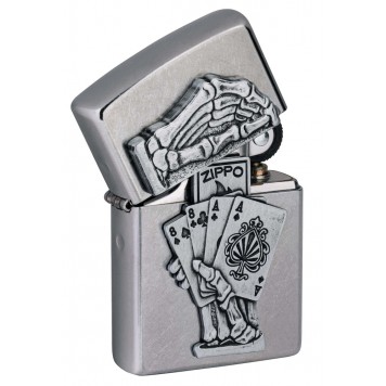 Зажигалка ZIPPO Dead Mans Hand с покрытием Street Chrome, латунь/сталь, серебристая, 38x13x57 мм-6