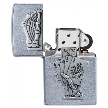 Зажигалка ZIPPO Dead Mans Hand с покрытием Street Chrome, латунь/сталь, серебристая, 38x13x57 мм-3