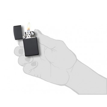 Зажигалка ZIPPO Slim® с покрытием Black Matte, латунь/сталь, чёрная, матовая, 29x10x60 мм-1