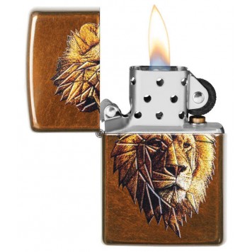 Зажигалка ZIPPO Polygonal Lion с покрытием Toffee™, латунь/сталь, медная, матовая, 36x12x56 мм-1