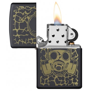 Зажигалка ZIPPO Skull Gas Mask с покрытием Black Matte, латунь/сталь, чёрная, матовая, 38x13x57 мм-4