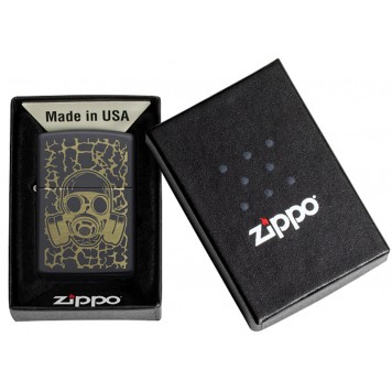 Зажигалка ZIPPO Skull Gas Mask с покрытием Black Matte, латунь/сталь, чёрная, матовая, 38x13x57 мм-1