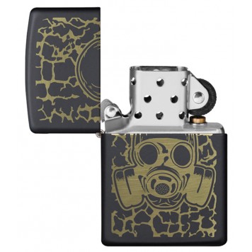 Зажигалка ZIPPO Skull Gas Mask с покрытием Black Matte, латунь/сталь, чёрная, матовая, 38x13x57 мм-3