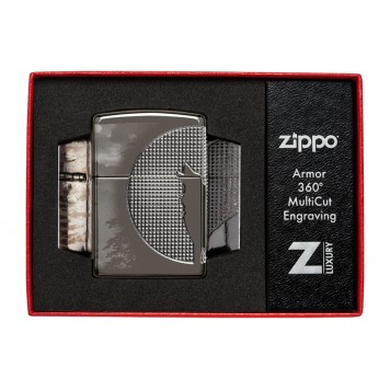 Зажигалка ZIPPO Armor™ Wolf  с покрытием High Polish Black Ice®, латунь/сталь, чёрная, 38x13x57 мм-9
