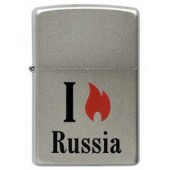 Зажигалка ZIPPO Flame Russia, с покрытием Satin Chrome™, латунь/сталь, серебристая, 38x13x57 мм