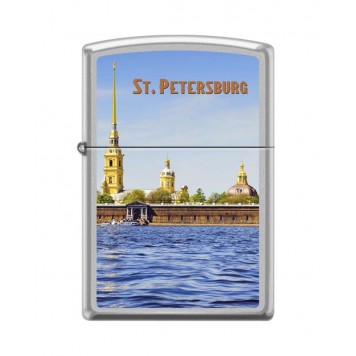 Зажигалка ZIPPO Петропавловская крепость, с покрытием Satin Chrome™, латунь/сталь, 38x13x57 мм