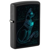 Зажигалка ZIPPO Spiritual Cat с покрытием Black Light, латунь/сталь, черная, матовая 38x13x57 мм