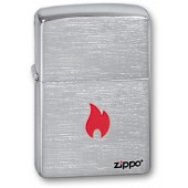 Зажигалка ZIPPO Flame, с покрытием Brushed Chrome, латунь/сталь, серебристая, матовая, 38x13x57 мм