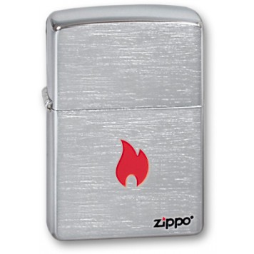 Зажигалка ZIPPO Flame, с покрытием Brushed Chrome, латунь/сталь, серебристая, матовая, 38x13x57 мм