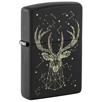 Зажигалка ZIPPO Deer с покрытием Black Matte, латунь/сталь, черная, матовая, 38x13x57 мм