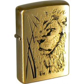 Зажигалка ZIPPO Proud Lion, с покрытием Brushed Brass, латунь/сталь, золотистая, 38x13x57 мм