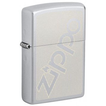 Зажигалка ZIPPO Logo с покрытием Satin Chrome, латунь/сталь, серебристая, матовая, 38x13x57 мм