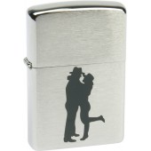 Зажигалка ZIPPO Cowboy Couple, с покрытием Brushed Chrome, латунь/сталь, серебристая, 38x13x57 мм