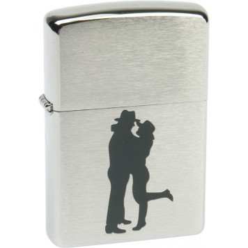 Зажигалка ZIPPO Cowboy Couple, с покрытием Brushed Chrome, латунь/сталь, серебристая, 38x13x57 мм