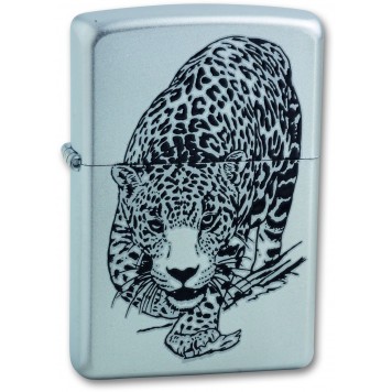 Зажигалка ZIPPO Leopard, с покрытием Satin Chrome™, латунь/сталь, серебристая, матовая, 38x13x57 мм