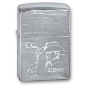 Зажигалка ZIPPO Cowboy, с покрытием Brushed Chrome, латунь/сталь, серебристая, матовая, 38x13x57 мм