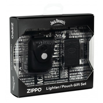 Набор ZIPPO Jack Daniels®: зажигалка с покрытием Black Matte и кожаный чехол в подарочной коробке