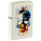 Зажигалка ZIPPO Skull Design с покрытием Glow In The Dark Green, латунь/сталь, белая, 38x13x57 мм