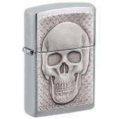 Зажигалка ZIPPO Skull Design с покрытием Brushed Chrome, латунь/сталь, серебристая, 38x13x57 мм