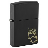 Зажигалка ZIPPO Fire Heart с покрытием Black Matte, латунь/сталь, черная, матовая, 38x13x57 мм