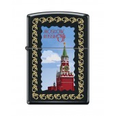 Зажигалка ZIPPO Московский кремль, с покрытием Black Matte, латунь/сталь, чёрная, 38x13x57 мм