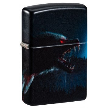 Зажигалка ZIPPO Horror Wolf с покрытием 540 Matte, латунь/сталь, черная, 38x13x57 мм