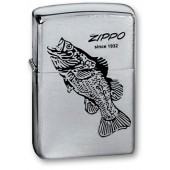 Зажигалка ZIPPO Black Bass, с покрытием Brushed Chrome, латунь/сталь, серебристая, 38x13x57 мм